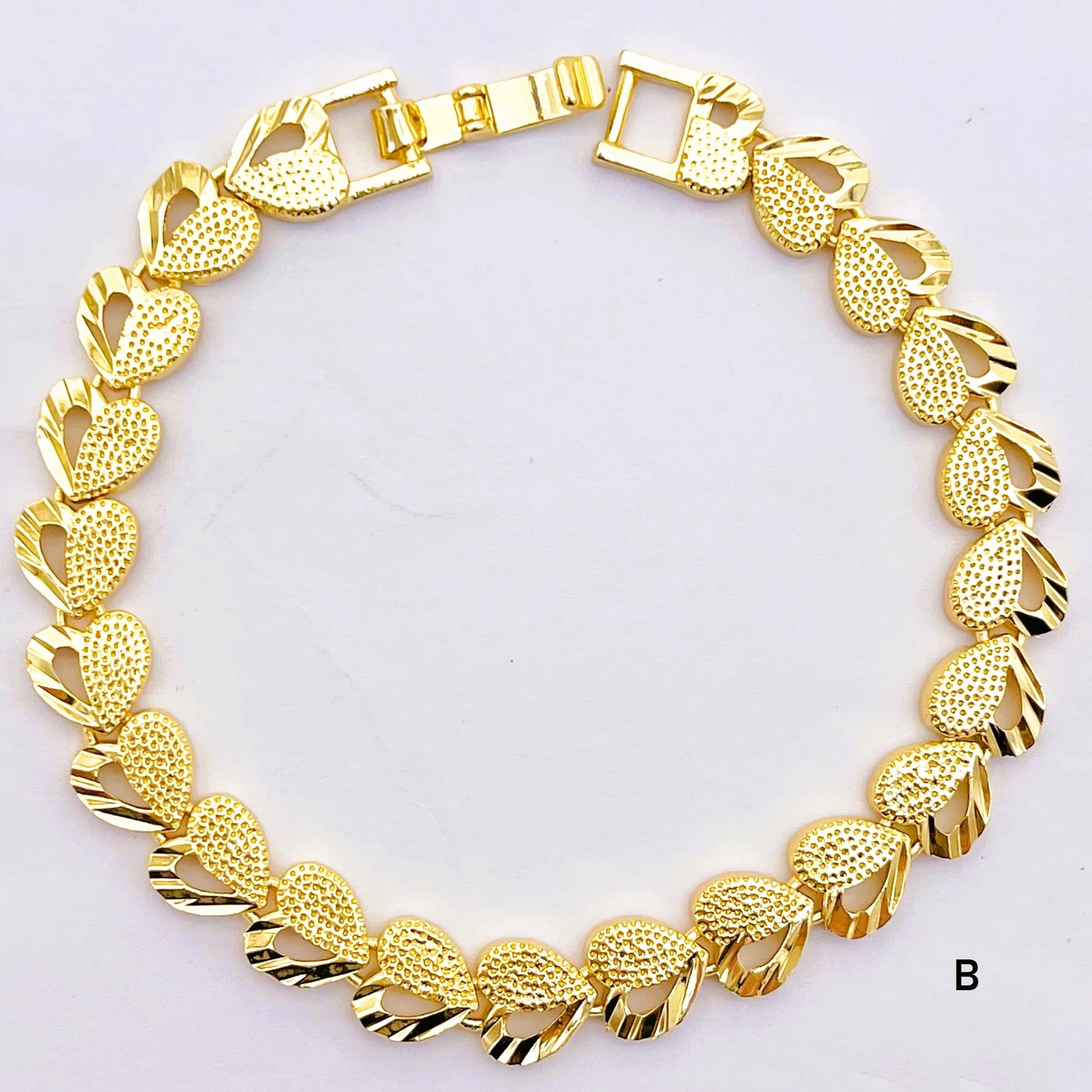 14K Gold-Laminated Heart Charm Bracelet